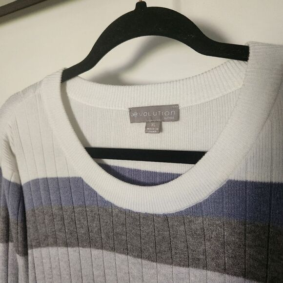 Evolution by Cyrus Womens Long Sleeve Large Striped Sweater Size XL - Picture 3 of 5